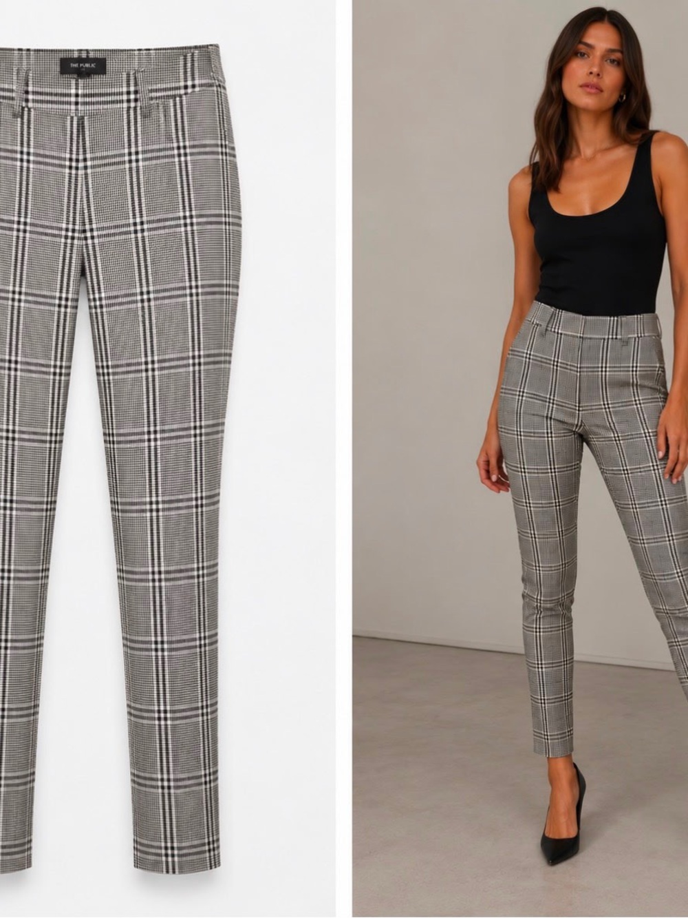 Banana Republic Plaid Slim Ankle Pants - Gray